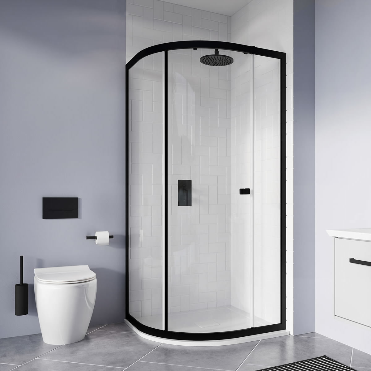 Clear 6 Quadrant Single Door black